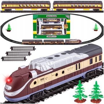 Детская электрическая железная дорога пассажирский поезд локомотив вагоны рельсы 3M