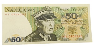 Старая польская коллекционная банкнота 50 зл 1988