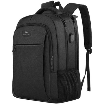 MATEIN рюкзак для ноутбука 15,6" вместительный USB черный