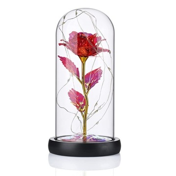 Вечная роза в светодиодном стекле + коробка и батареи
