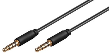Аудіо кабель AUX 4-контактний 3,5 мм тонкий CU 1 м