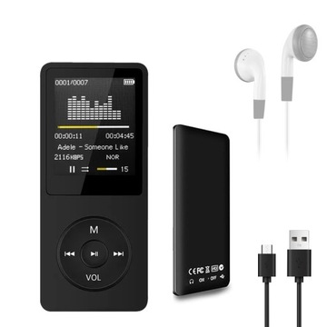 16GB MP3-плеєр з Bluetooth 5.0, FM-радіо, Чорний