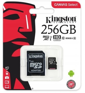 Карта пам'яті microSD Kingston SDCS2 256 ГБ з адаптером SD