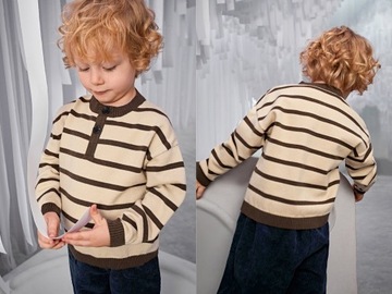 Шеїн хлопчик бежевий смугастий светр 92 см