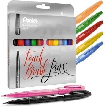 Маркеры для каллиграфии Pentel Touch Brush 12 kol SES15