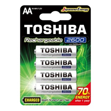 4X акумуляторні батареї TOSHIBA AA R6 2600mAh