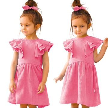 Літнє плаття з оборками з мусліну Lola muslin 128 Pink BAYA