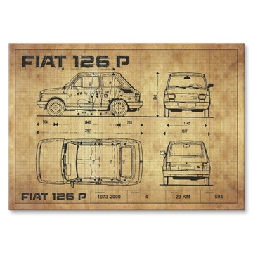 Подарунковий плакат металевий лист для гаража FIAT 126 p