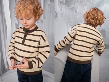 Шеїн хлопчик бежевий смугастий светр 92 см