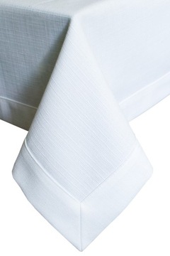 Белая пятнистая скатерть с манжетой Lux 145x450