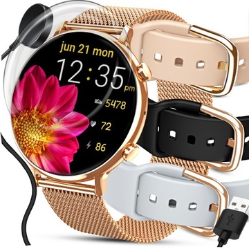 SMARTWATCH ЖЕНСКИЕ ЧАСЫ ПОЛЬСКОЕ МЕНЮ ЗВОНКИ УВЕДОМЛЕНИЯ СПОРТ 4 ПОЛОСЫ
