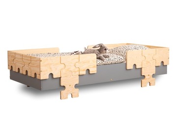 Дитяче ліжко puzzle GREY BR2 90x190 дерев'яна