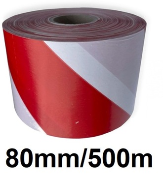 Попереджувальна стрічка білий червоний 500 м 80 мм