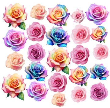 Вафельні квіти вафельні троянди квіточки барвисті омбре для торта 25 шт