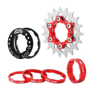 Bikes 19t Single Speed Cassette Spacers Set, MTB Fixie Conversion Kit, Красный