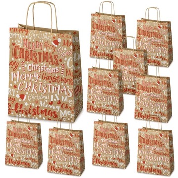 Бумажные пакеты с рождественской печатью, рождественские праздники, 10 штук, Allbag