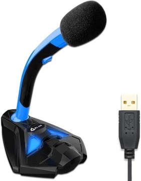 Микрофон с подставкой для компьютера на USB KLIM Blue