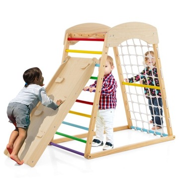 Набір 6 в 1 дитячий дерев'яний ігровий майданчик зі сходами