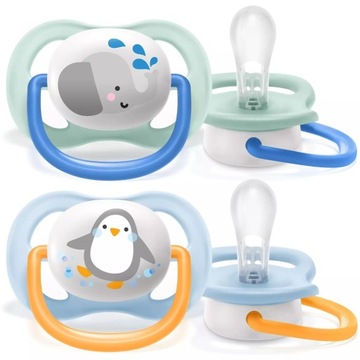 Avent SCF080 / 05 соска Ultra Air Animals 0-6 м хлопчик слон / пінгвін