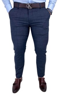 Темно-сині картаті штани чоловічі slim fit Diego 32