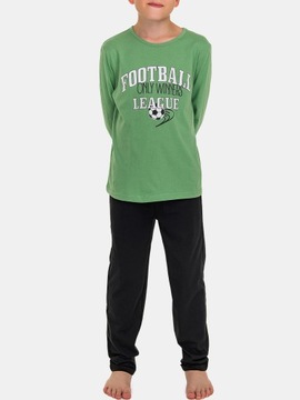 Пижамный комплект для мальчиков с длинными рукавами, футбольный мяч, хлопок 140