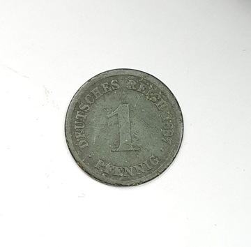 Старая коллекционная монета 1 pfennig fenig 1887