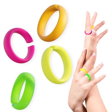 Неоновые кольца для дискотеки, перстни для вечеринок, рейв, неоновые цветные кольца L x4