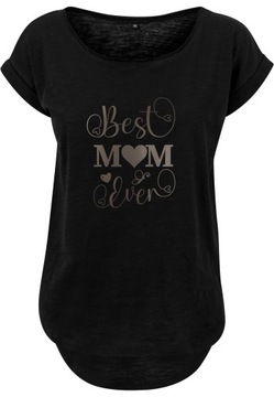 футболка для мами чорна вільна Довга спина BEST MOM