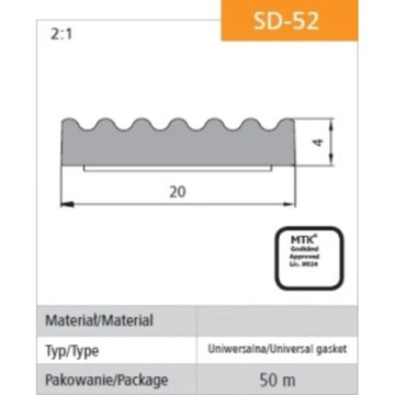 САМОКЛЕЯЩЕЕСЯ УПЛОТНЕНИЕ ЧЕРНЫЙ SD-52/4-0 DGP 20 * 4