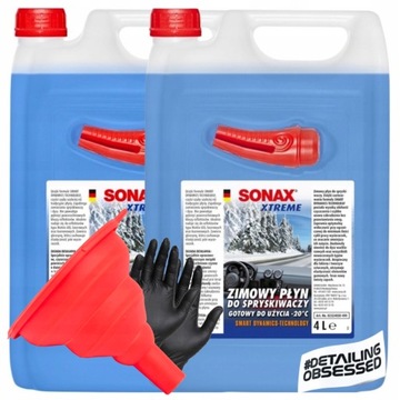 Зимняя омывающая жидкость SONAX XTREME 2x4l to-20C + воронка и перчатки