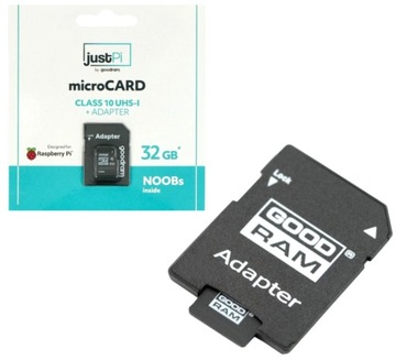 Карта памяти justPi Goodram microSD 32GB NOOBs RPi 4