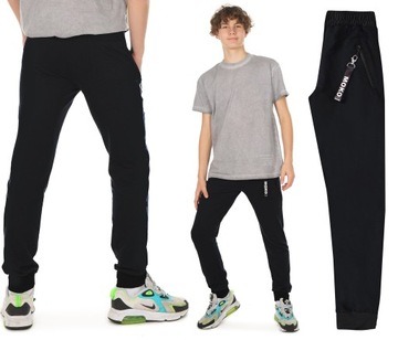 Спортивные штаны джоггеры с карманами на молнии черный R. 158 продукт RU