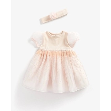 Очаровательное розовое блестящее платье с блестками для девочек 9-12 месяцев