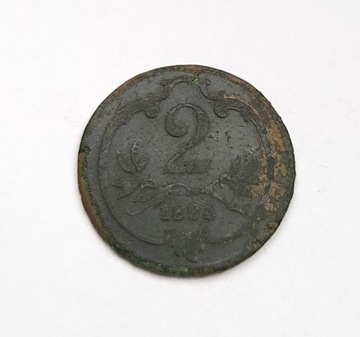 Старая монета 2 халера Хеллера 1893 г. Австрия