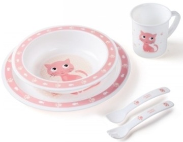 Canpol babies пластиковий набір посуду для дітей милі тварини рожевий