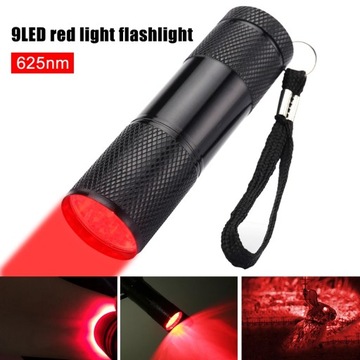 Портативний 9 Світлодіодний ліхтарик міні червоне світло полювання Факел інфрачервона кров