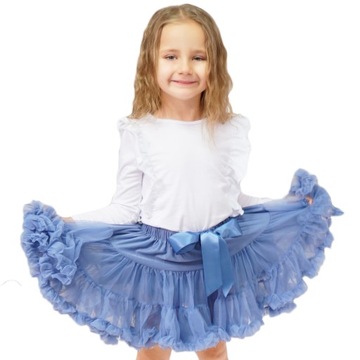 Синяя тюлевая юбка с оборками р. 146-152