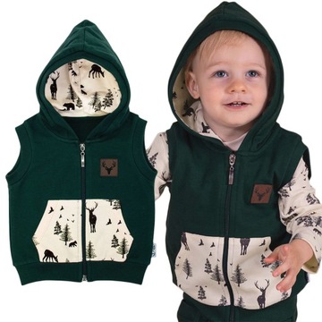 Хлопковый жилет с капюшоном детская куртка без рукавов на молнии 110
