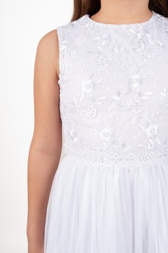 Платье элегантное, белое с кружевом и тюлем ZUZA размер 158.