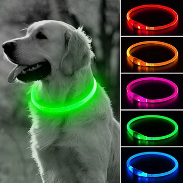 Светодиодный светящийся ошейник для собак и кошек, регулируемый зеленый свет 70 см