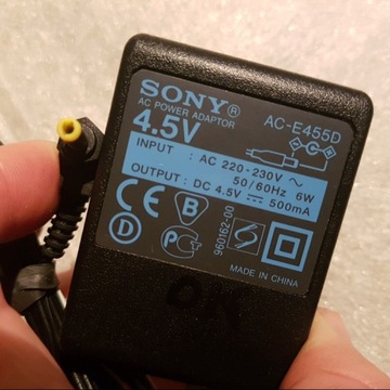 Оригинальный адаптер питания зарядное устройство SONY AC-E455D 4,5 V 500mA для Discman Walkman