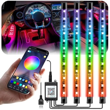 RGB СВІТЛОДІОДНЕ ОСВІТЛЕННЯ САЛОНУ АВТОМОБІЛЯ КАБІНИ СМУГИ СМУГИ USB УПРАВЛІННЯ APKA