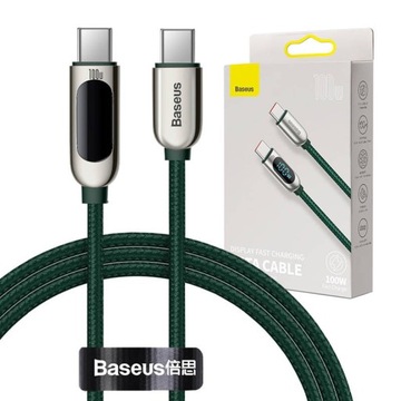 Кабель USB-C до USB-C Baseus Display, Power Delivery, 100 Вт, 1 м (зелений).