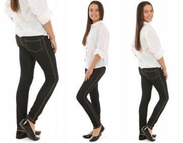 Утепленные классические джинсовые леггинсы-146 черный