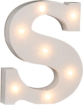 Буква S с подсветкой, 7 светодиодов, дерево, белый