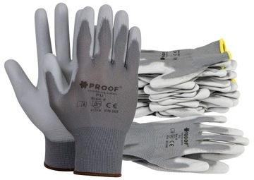 Рабочие защитные перчатки полиуретан серый 9-10par