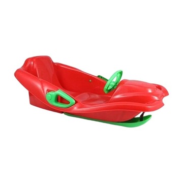 Steerable Snow Sled Double Slides Heightened Back Sledge Sledding Red