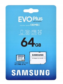 Карта памяти Samsung EVO + 64GB micro SD 130MB / S новая оригинальная