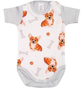 Боди с коротким рукавом из органического хлопка GOTS Dogs CORGI R 92 KLEKLE