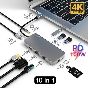 BL10V USB C концентратор 4K HD RJ45 SD TF Multi Us Hub